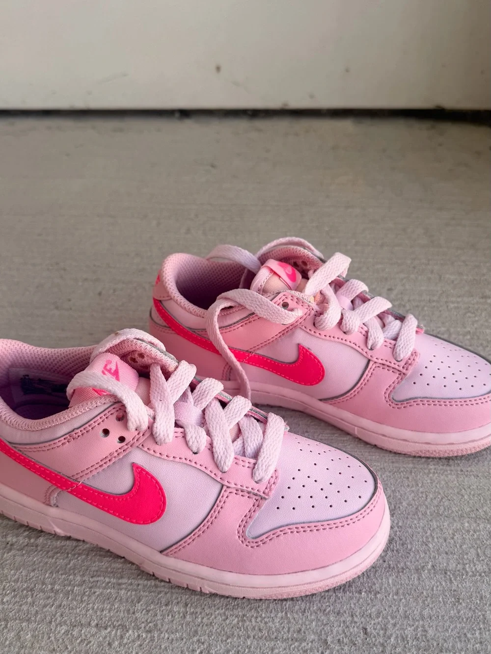 Nike Girls' Pink Low-Top Dunk with Hot Pink Swoosh
